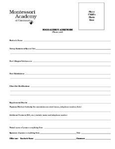 Food Allergy Alert Form - Montessori Academy of Cincinnati